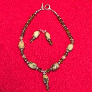 Serpentine Necklace and Earrings